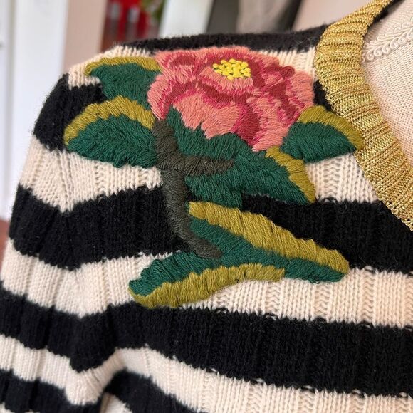 Gucci Black and White Embroidered Crew Neck Sweater - Picture 4 of 12